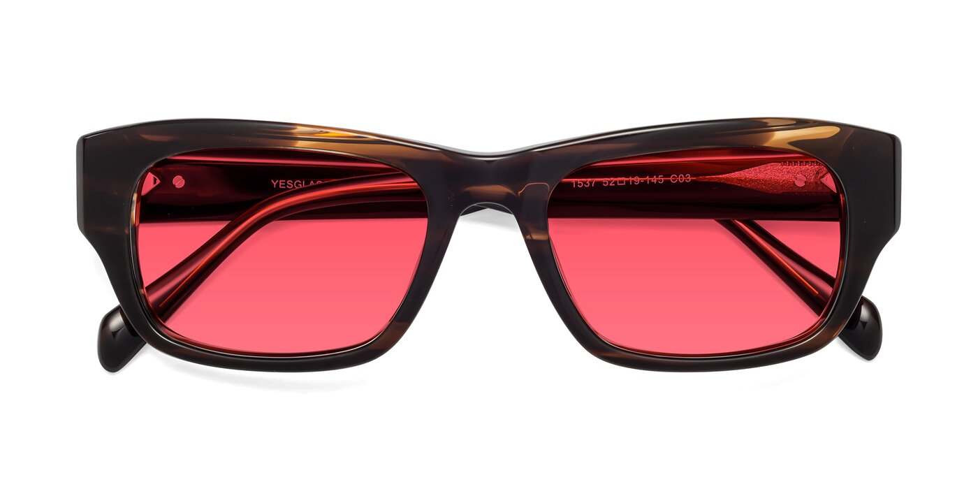 1537 - Stripe Brown Tinted Sunglasses