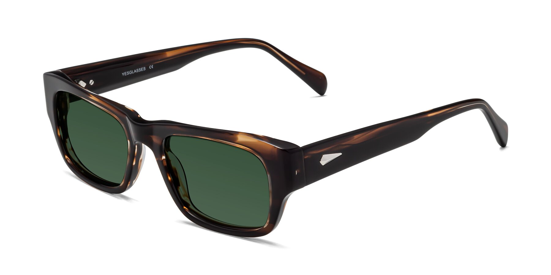 Angle of 1537 in Stripe Brown with Green Tinted Lenses