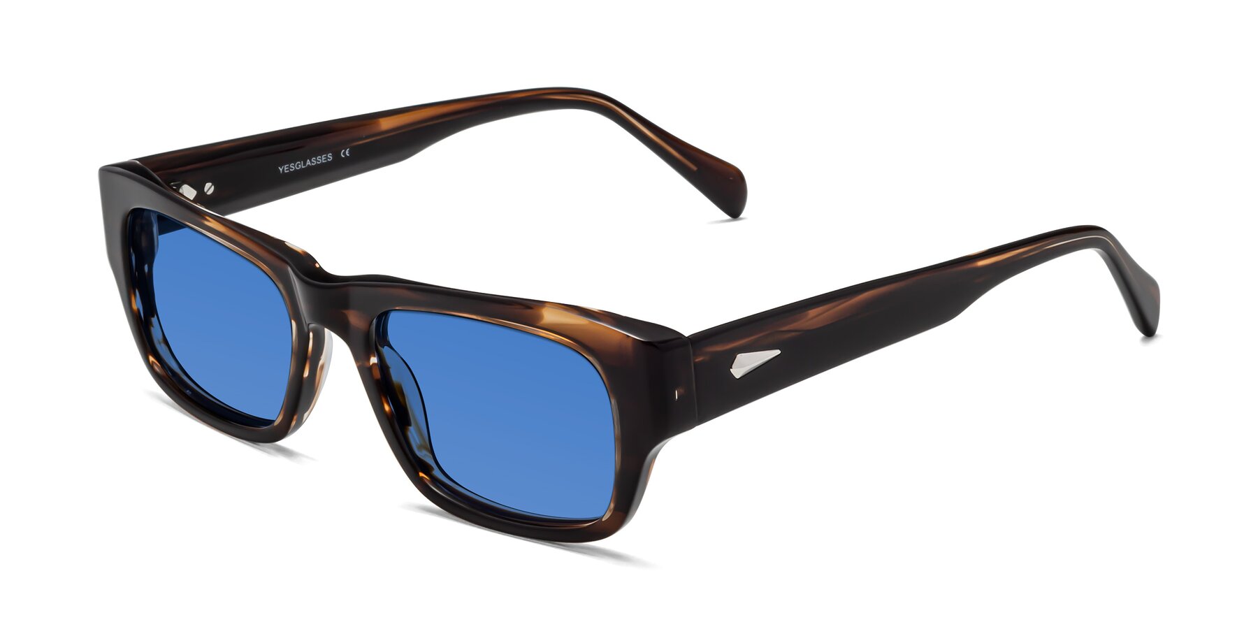 Angle of 1537 in Stripe Brown with Blue Tinted Lenses