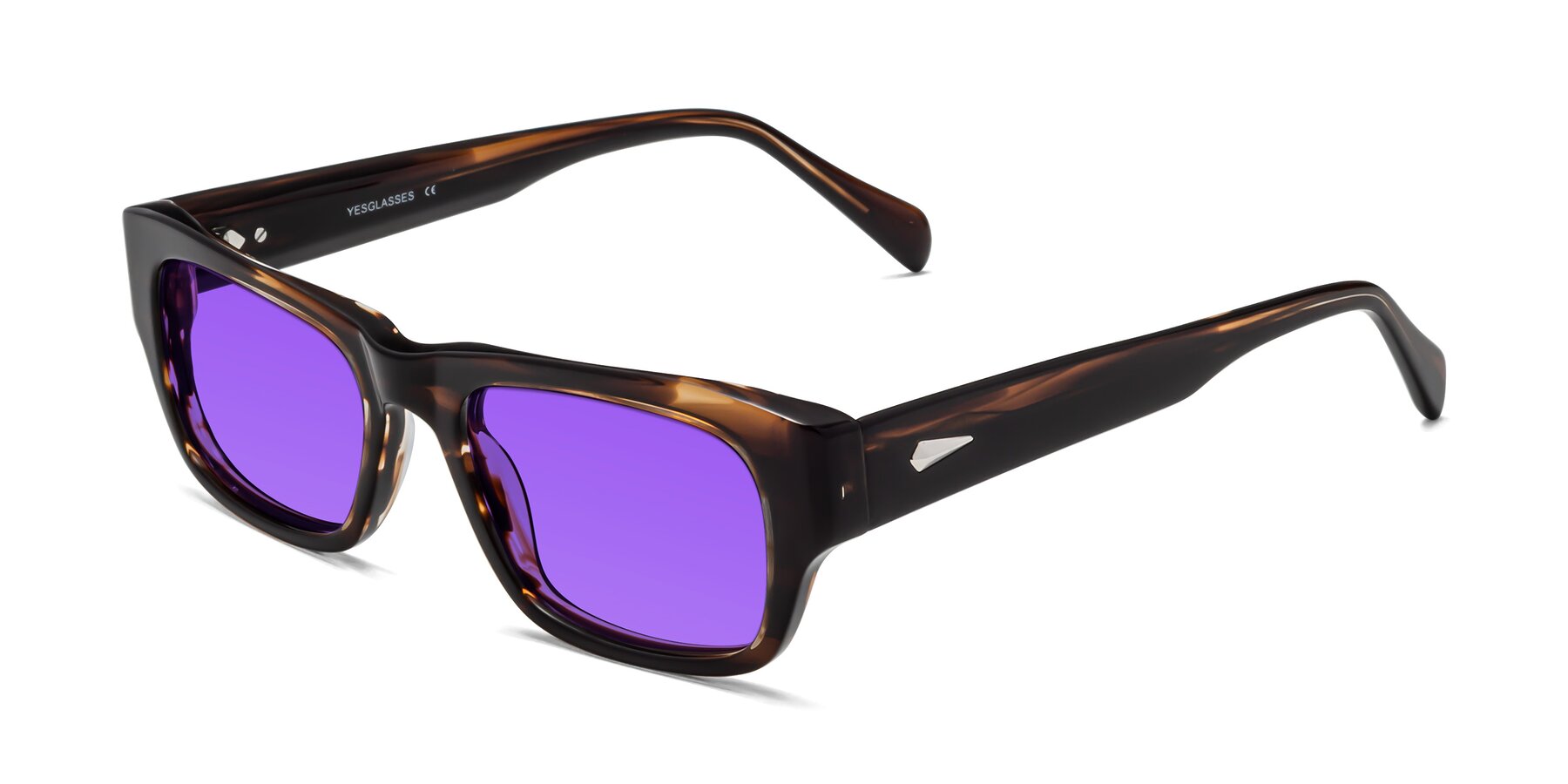 Angle of 1537 in Stripe Brown with Purple Tinted Lenses