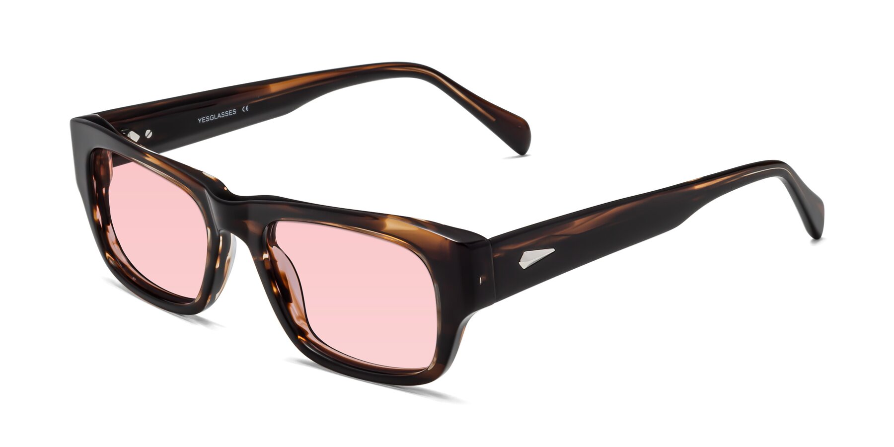 Angle of 1537 in Stripe Brown with Light Garnet Tinted Lenses