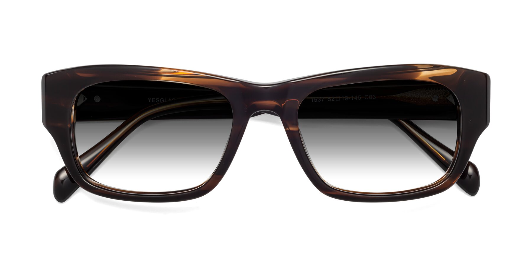 Folded Front of 1537 in Stripe Brown with Gray Gradient Lenses