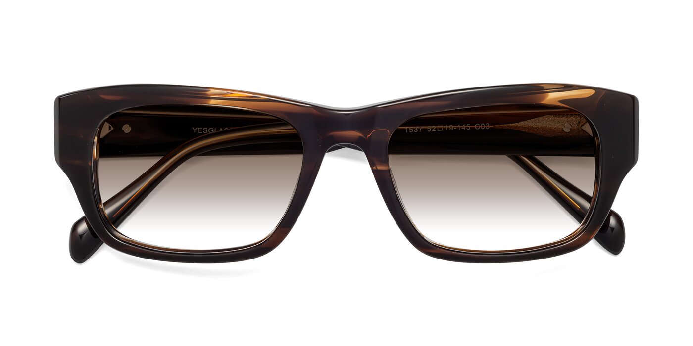 1537 - Stripe Brown Gradient Sunglasses