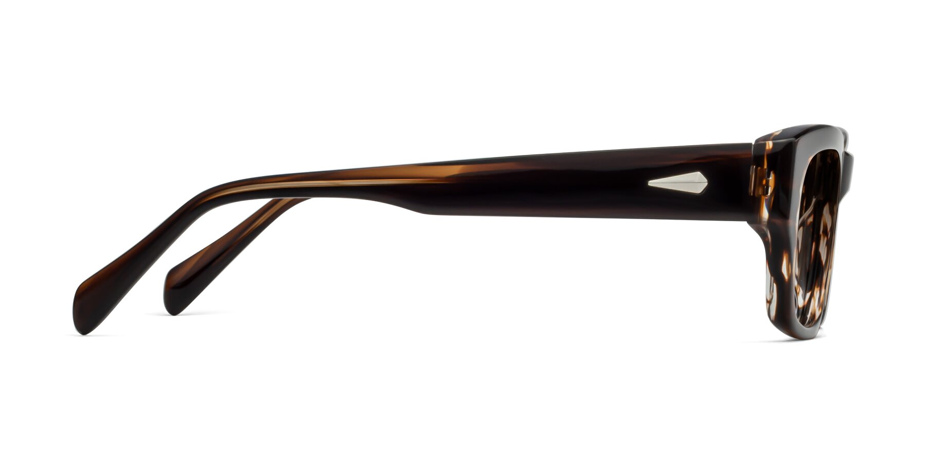 Side of 1537 in Stripe Brown with Brown Gradient Lenses