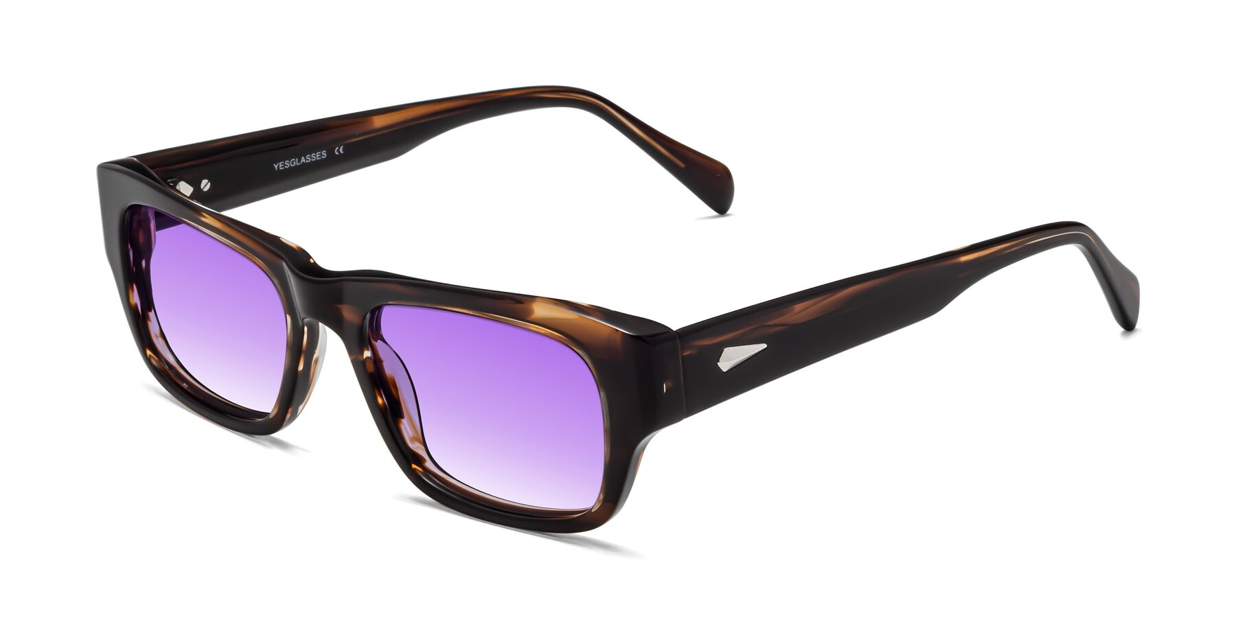 Angle of 1537 in Stripe Brown with Purple Gradient Lenses
