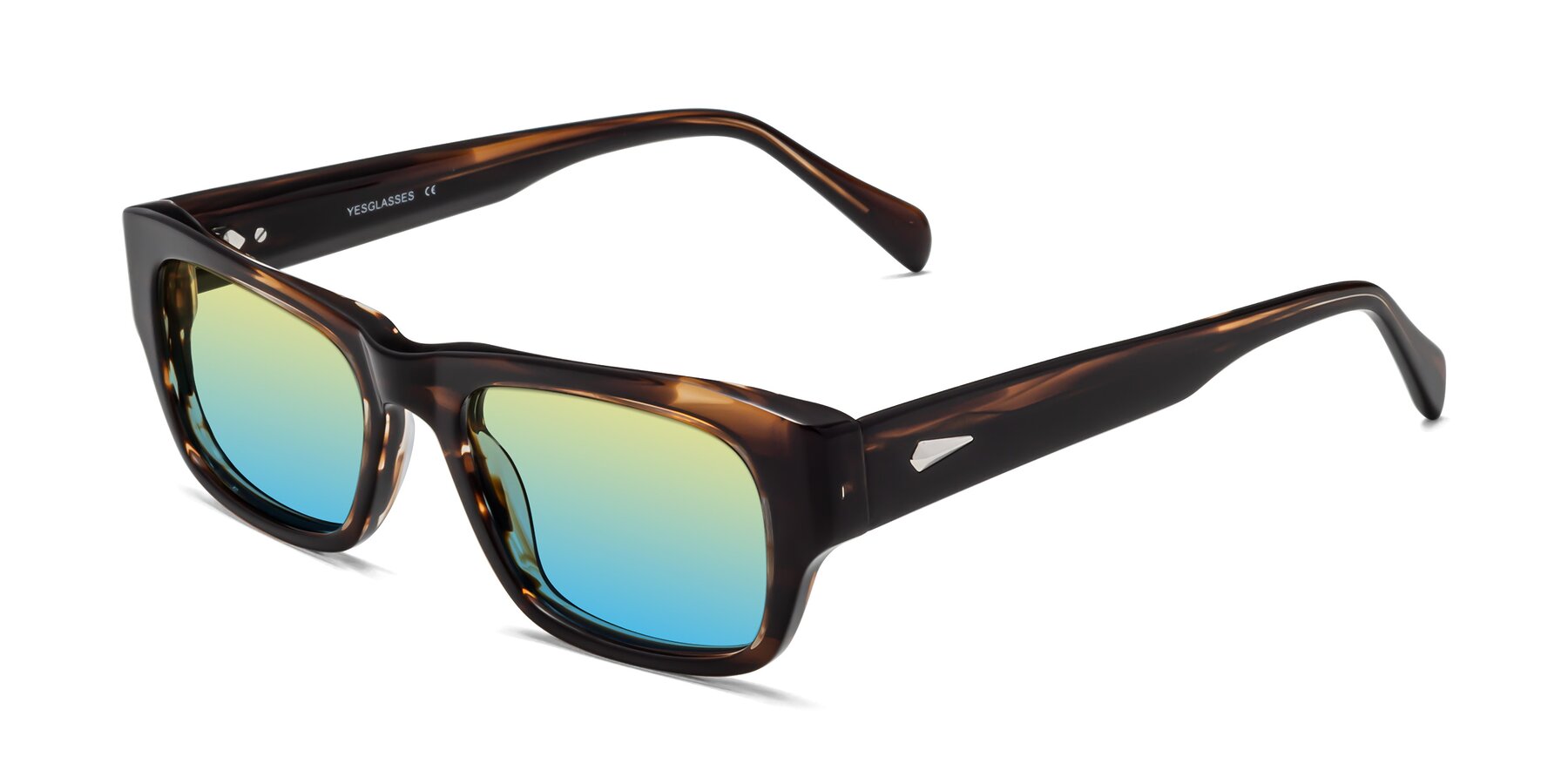 Angle of 1537 in Stripe Brown with Yellow / Blue Gradient Lenses
