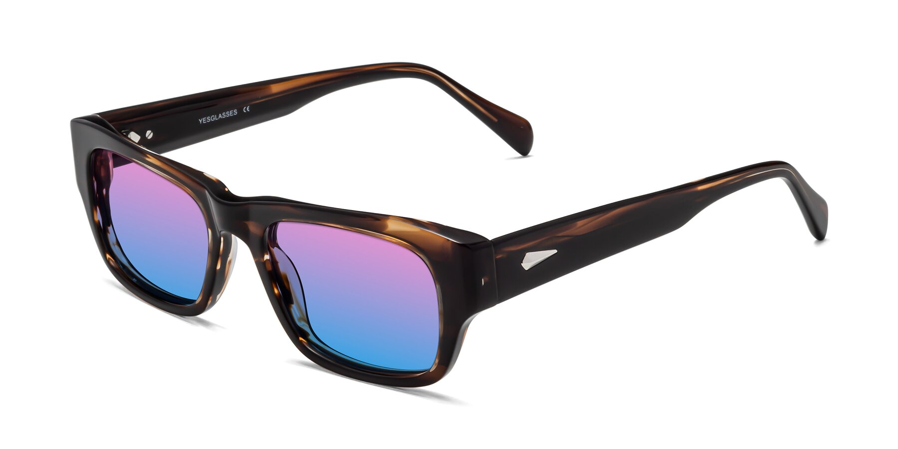 Angle of 1537 in Stripe Brown with Pink / Blue Gradient Lenses