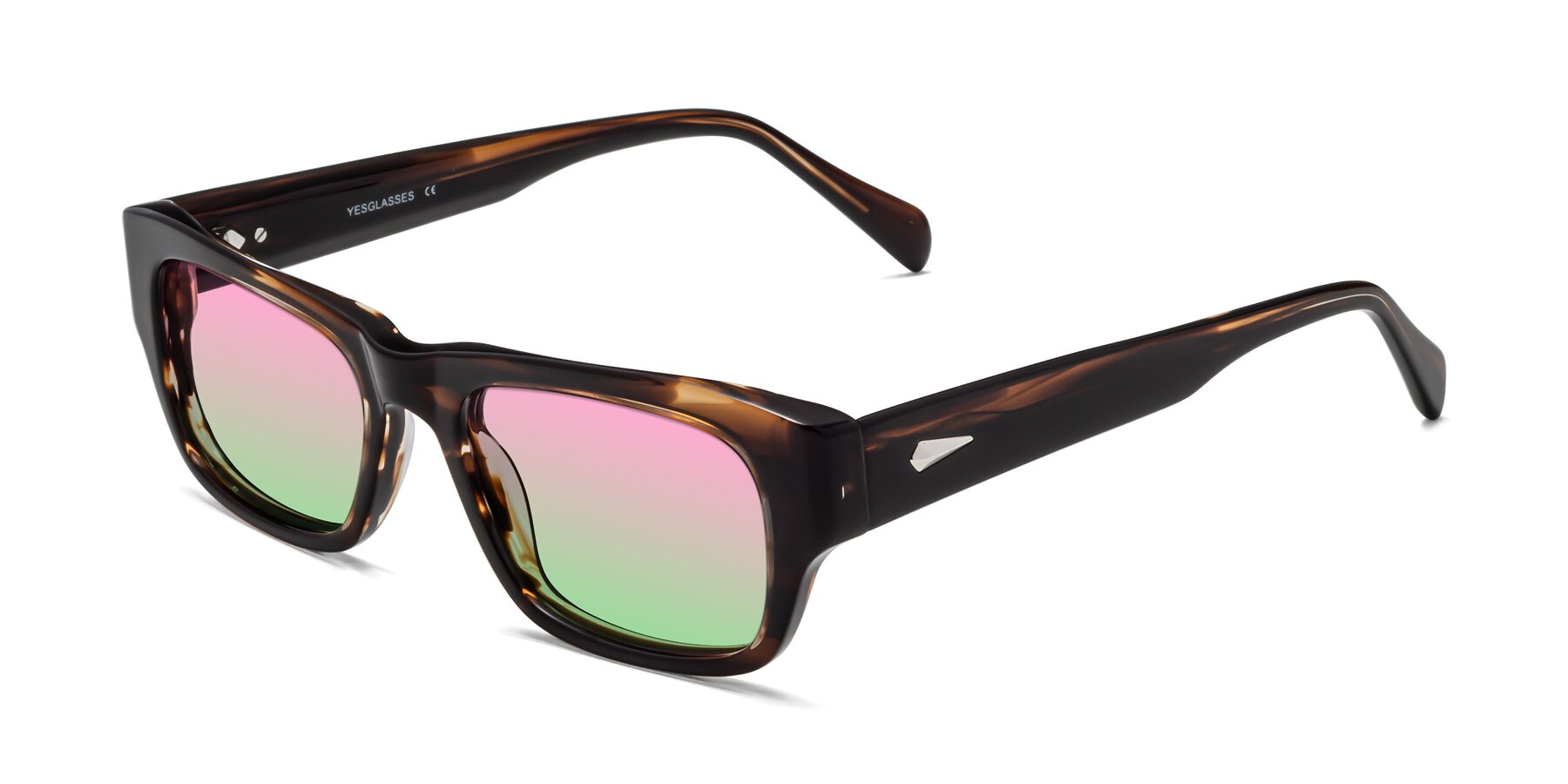 Angle of 1537 in Stripe Brown with Pink / Green Gradient Lenses
