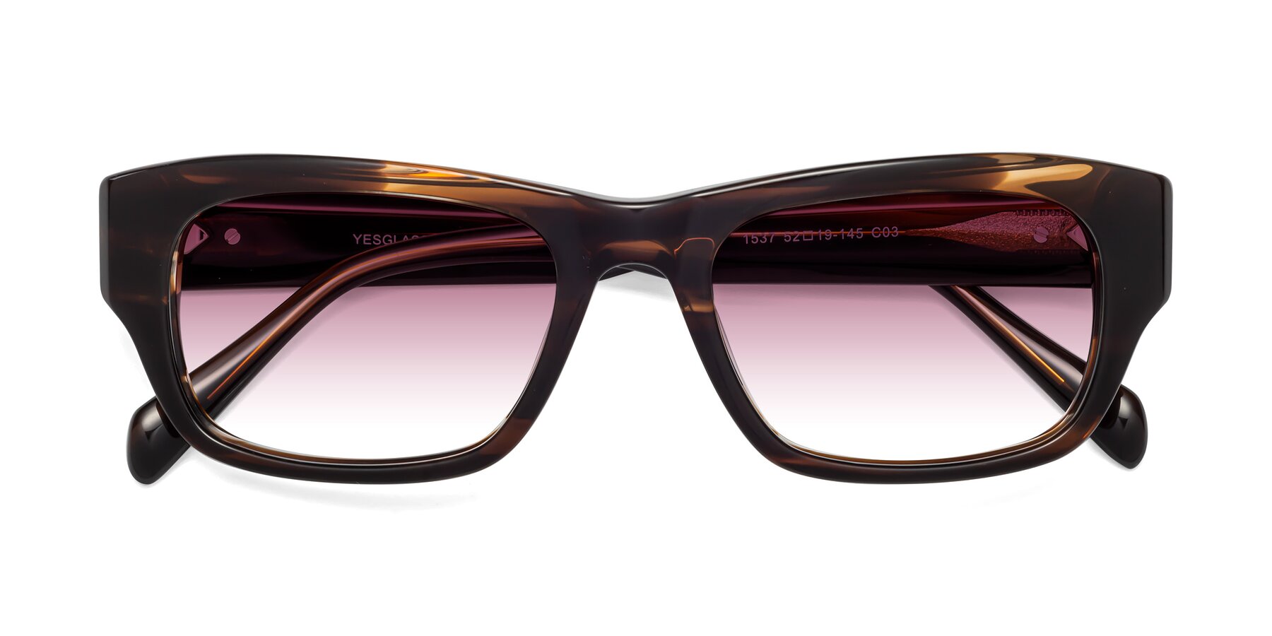 Folded Front of 1537 in Stripe Brown with Wine Gradient Lenses