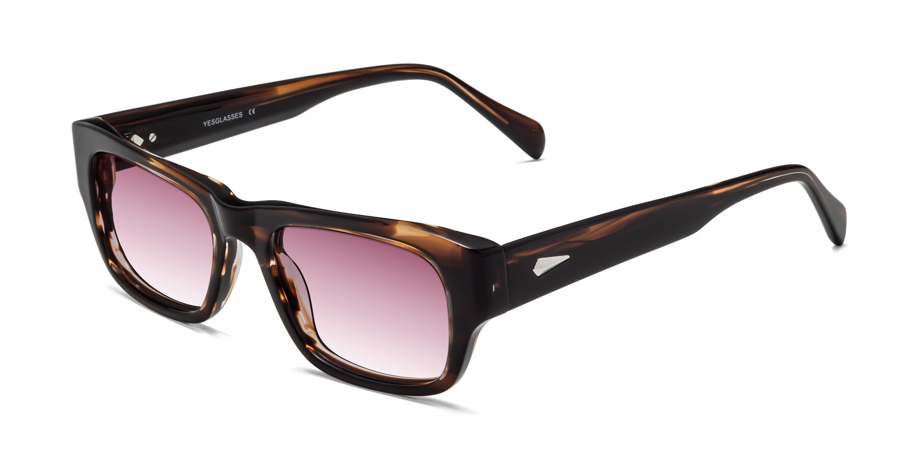 Angle of 1537 in Stripe Brown with Wine Gradient Lenses