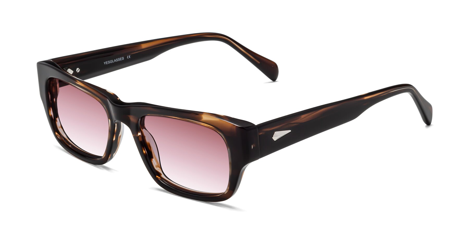 Angle of 1537 in Stripe Brown with Garnet Gradient Lenses