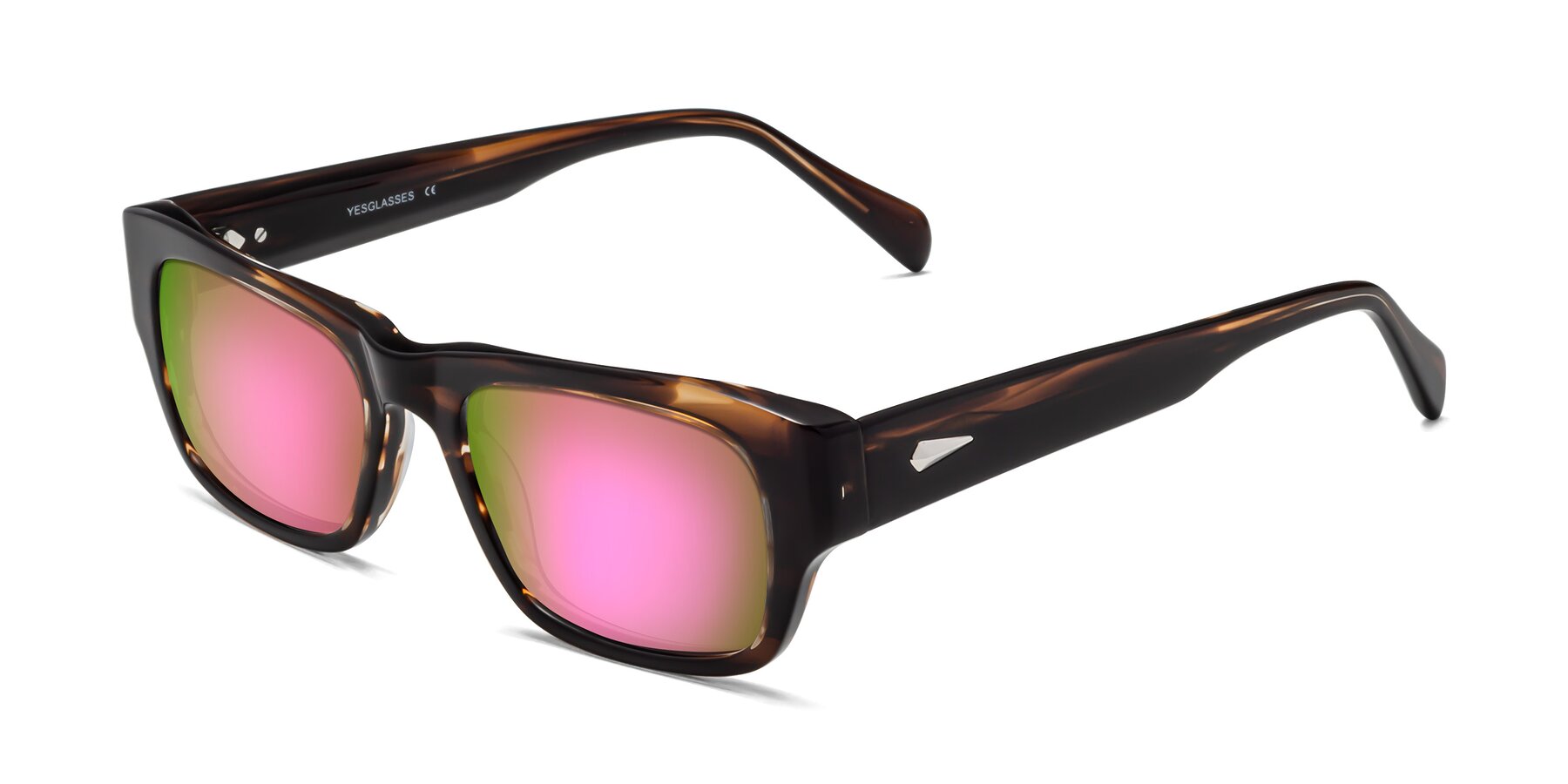 Angle of 1537 in Stripe Brown with Pink Mirrored Lenses