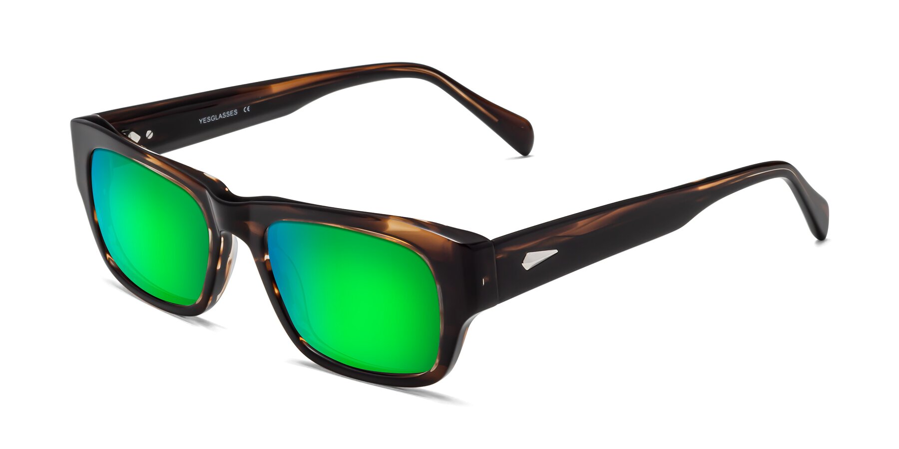Angle of 1537 in Stripe Brown with Green Mirrored Lenses