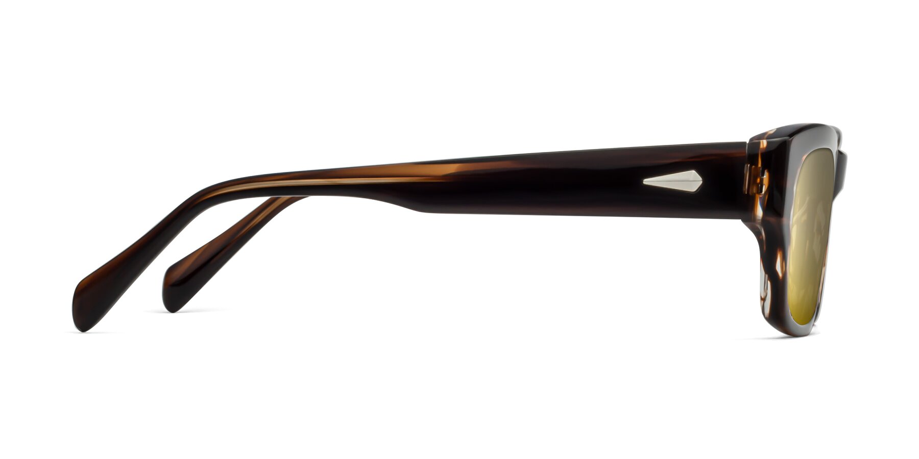 Side of 1537 in Stripe Brown with Gold Mirrored Lenses