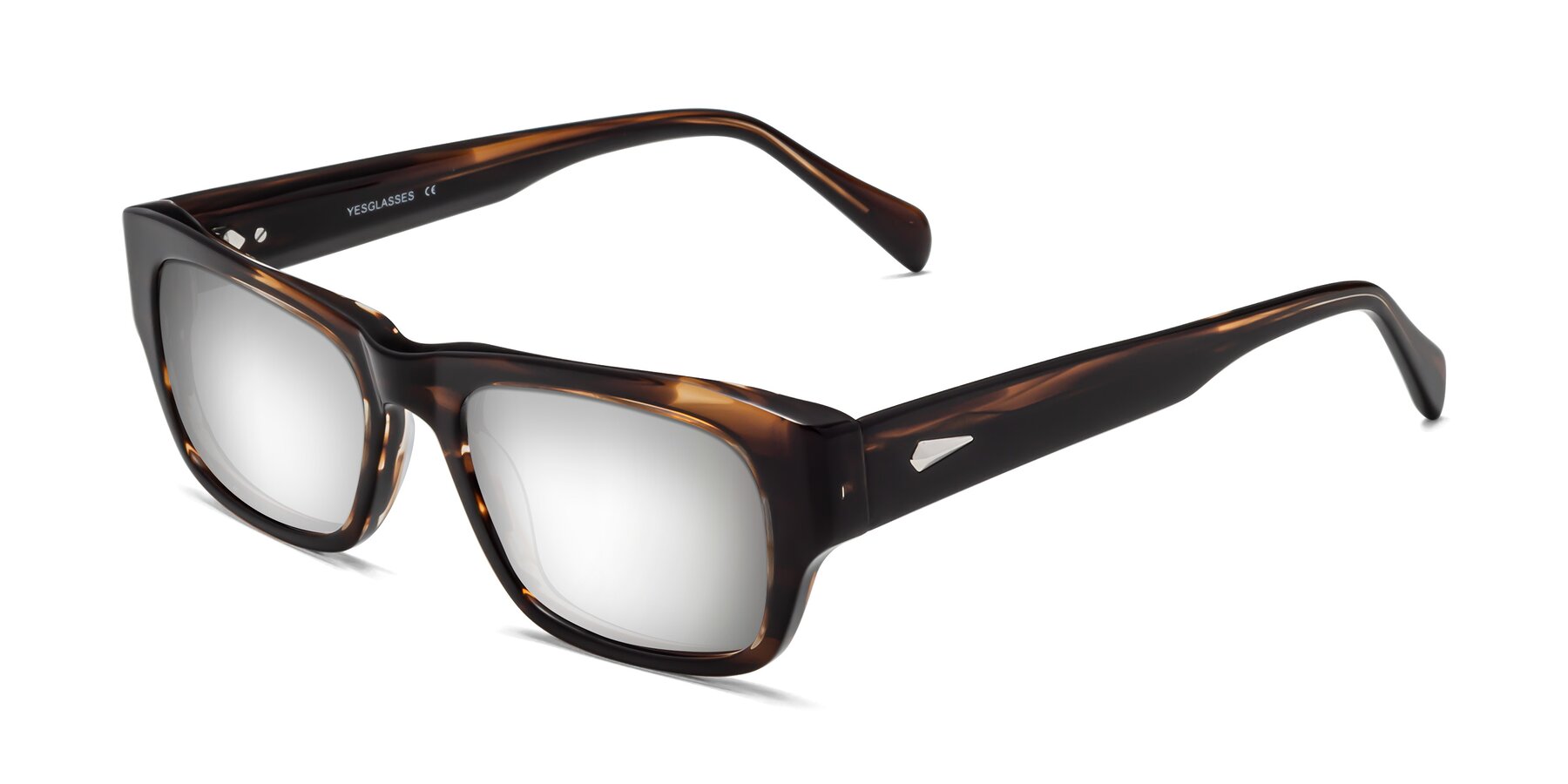 Angle of 1537 in Stripe Brown with Silver Mirrored Lenses