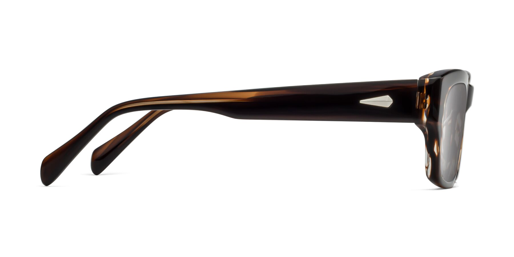 Side of 1537 in Stripe Brown with Silver Mirrored Lenses