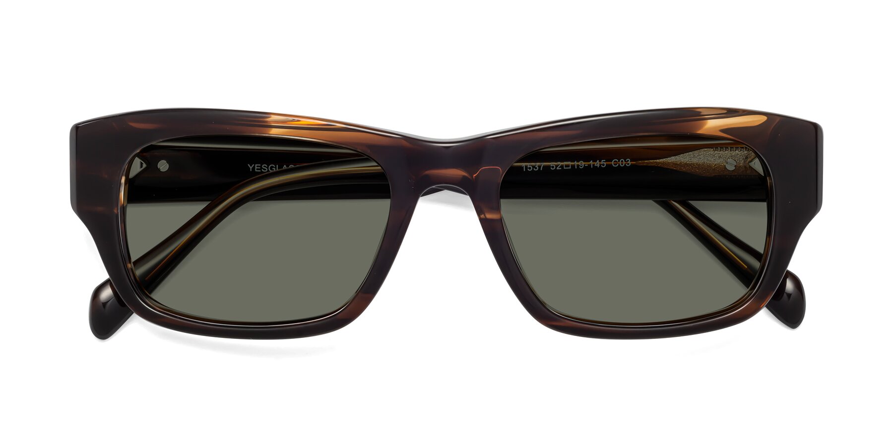 Folded Front of 1537 in Stripe Brown with Gray Polarized Lenses