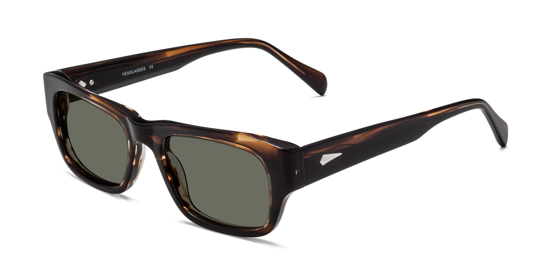 Angle of 1537 in Stripe Brown with Gray Polarized Lenses