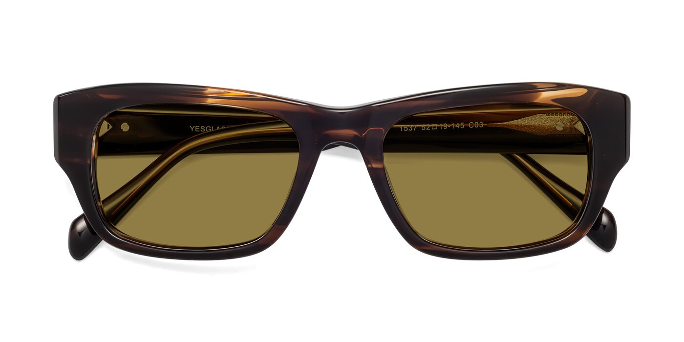 1537 - Stripe Brown Polarized Sunglasses