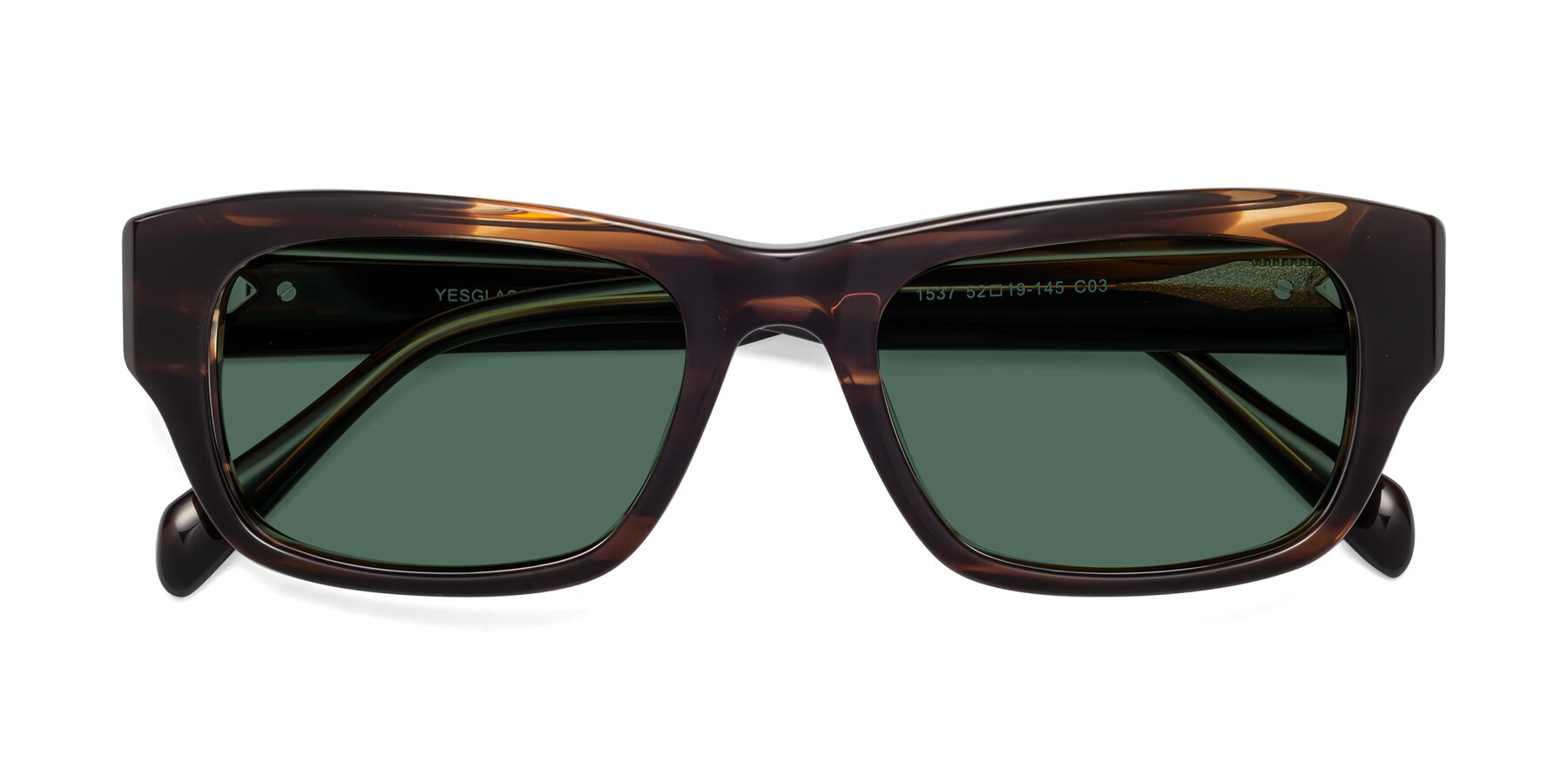 Folded Front of 1537 in Stripe Brown with Green Polarized Lenses