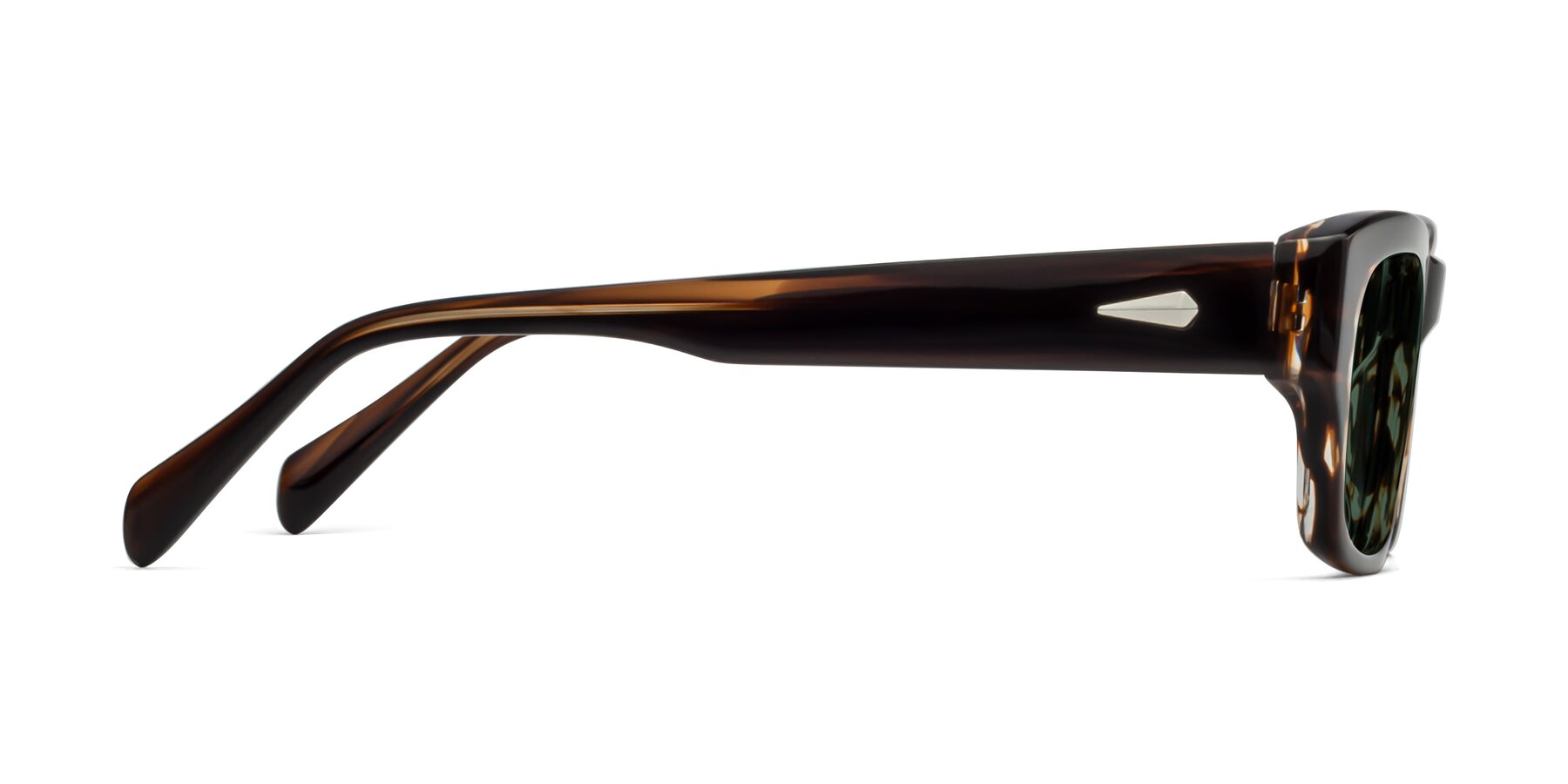 Side of 1537 in Stripe Brown with Green Polarized Lenses