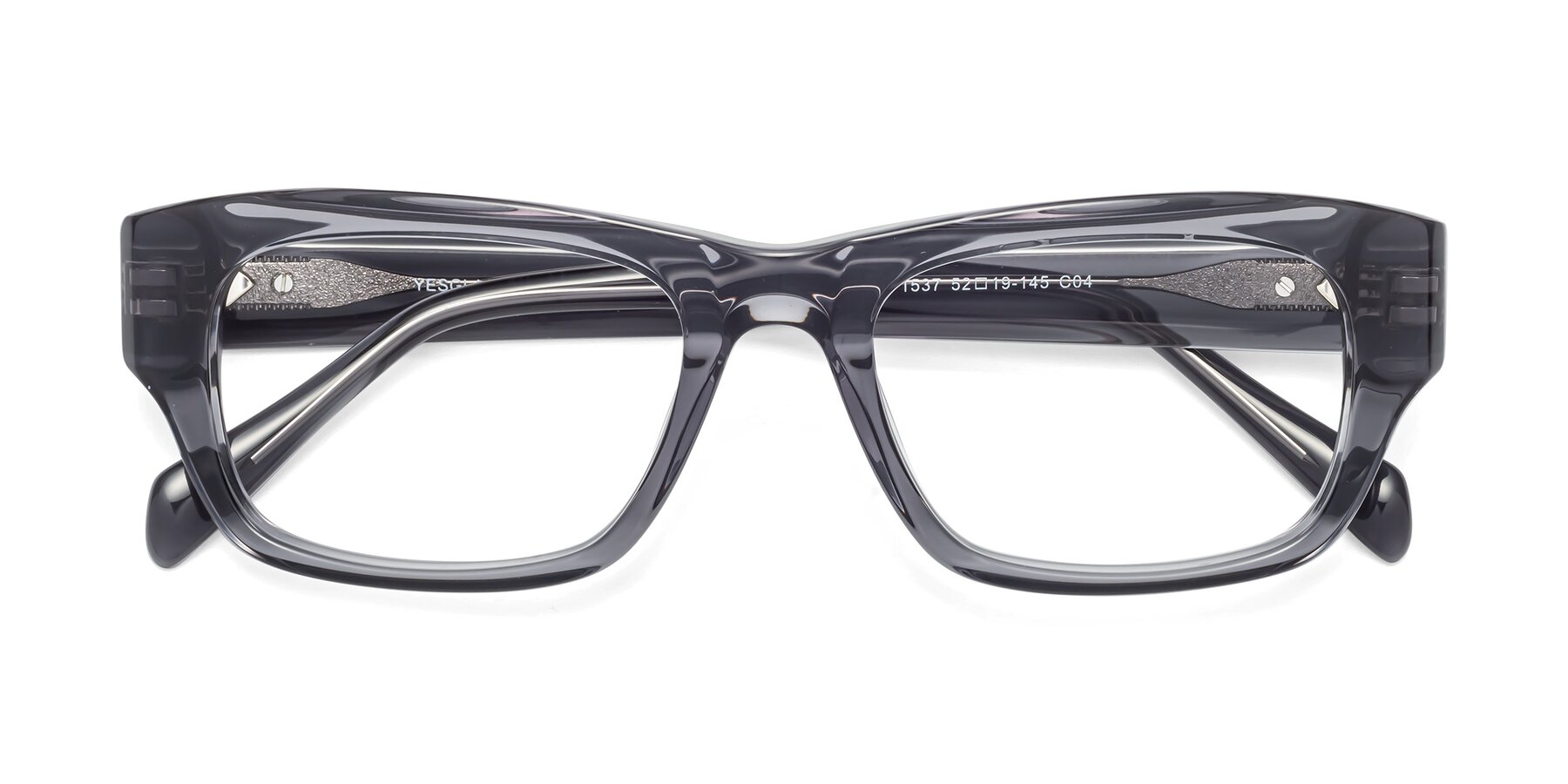 Folded Front of 1537 in Gray with Clear Eyeglass Lenses