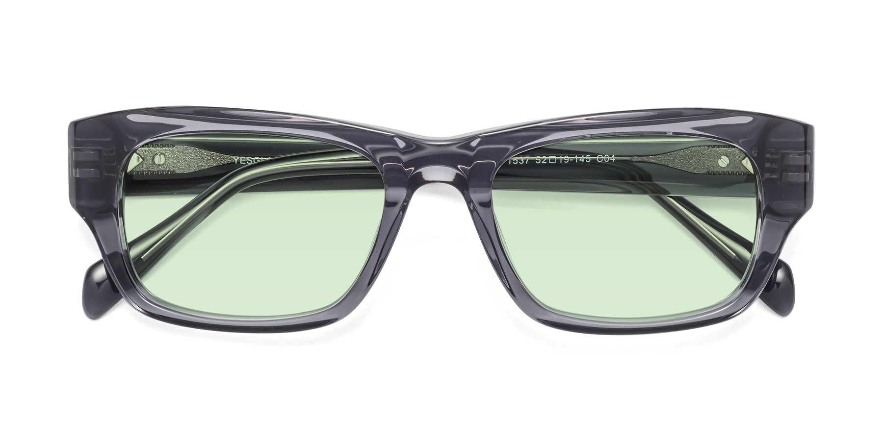 Folded Front of 1537 in Gray with Light Green Tinted Lenses