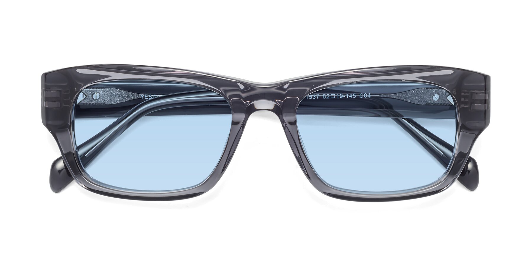 Folded Front of 1537 in Gray with Light Blue Tinted Lenses