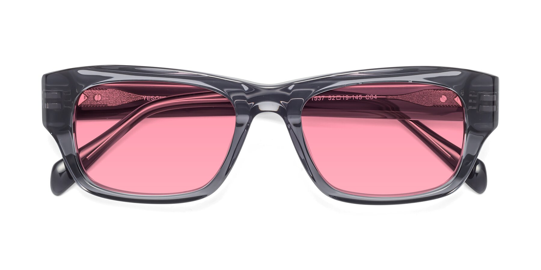 Folded Front of 1537 in Gray with Pink Tinted Lenses