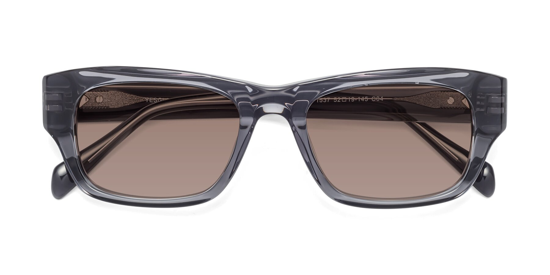 Folded Front of 1537 in Gray with Medium Brown Tinted Lenses