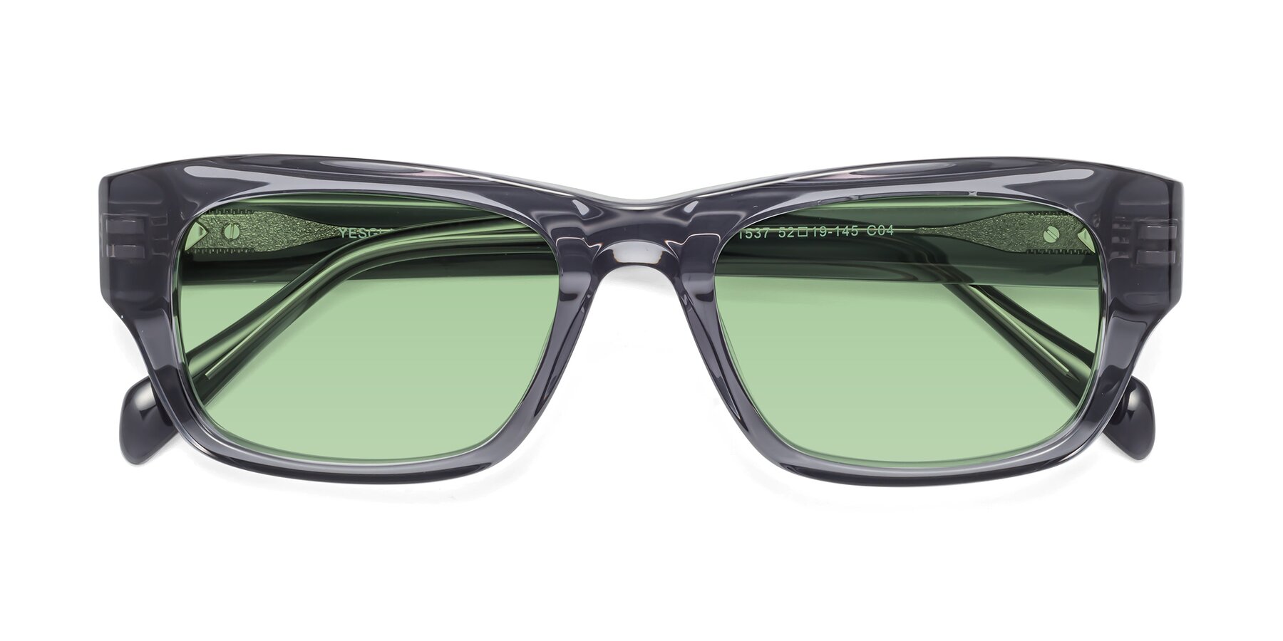 Folded Front of 1537 in Gray with Medium Green Tinted Lenses