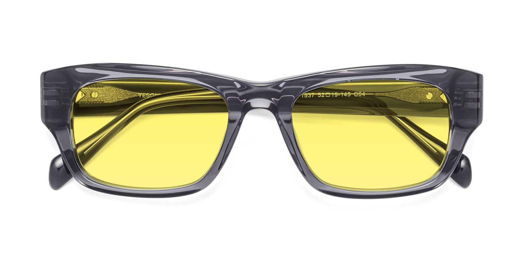 Folded Front of 1537 in Gray with Medium Yellow Tinted Lenses