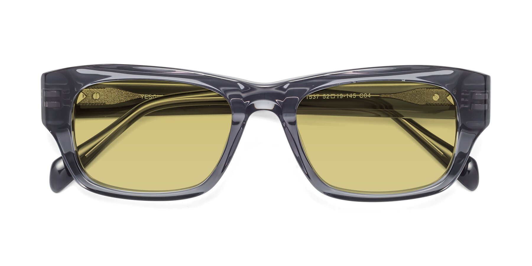 Folded Front of 1537 in Gray with Medium Champagne Tinted Lenses