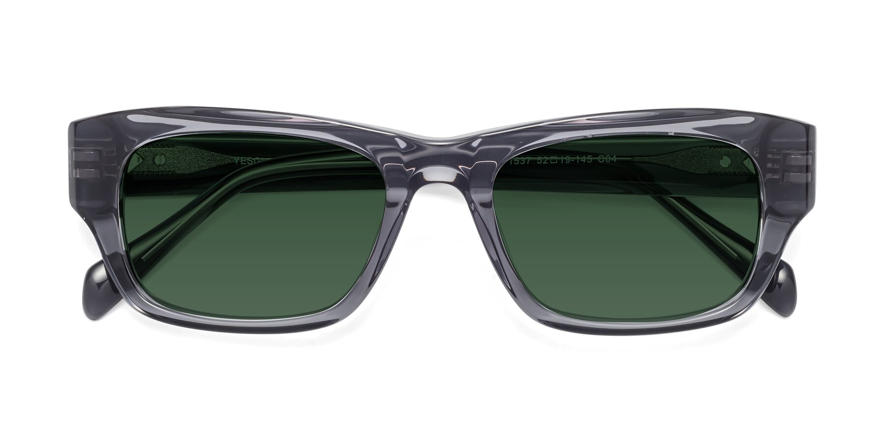 Folded Front of 1537 in Gray with Green Tinted Lenses