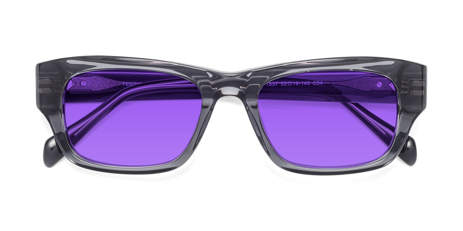 Folded Front of 1537 in Gray with Purple Tinted Lenses
