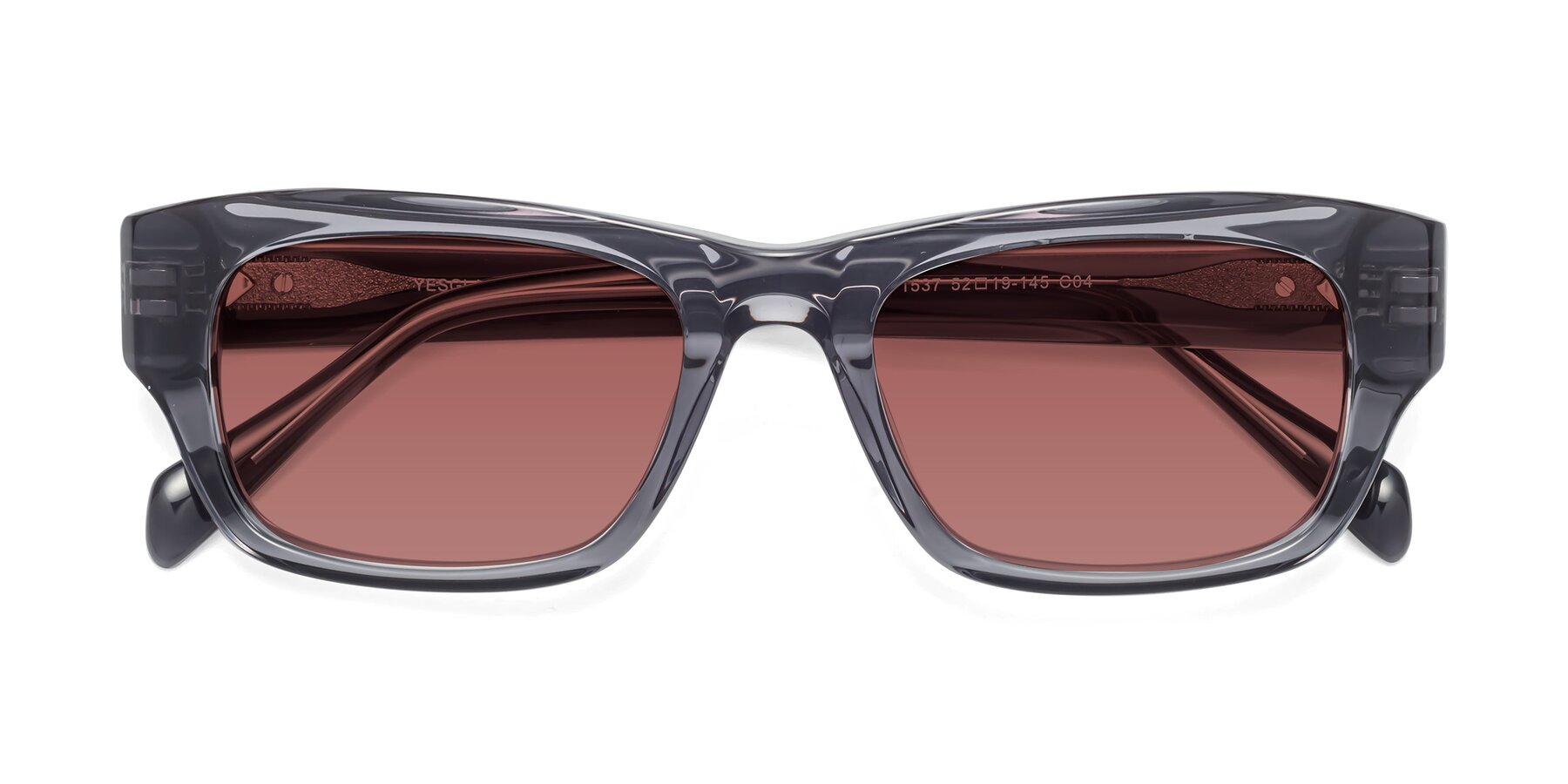 Folded Front of 1537 in Gray with Garnet Tinted Lenses