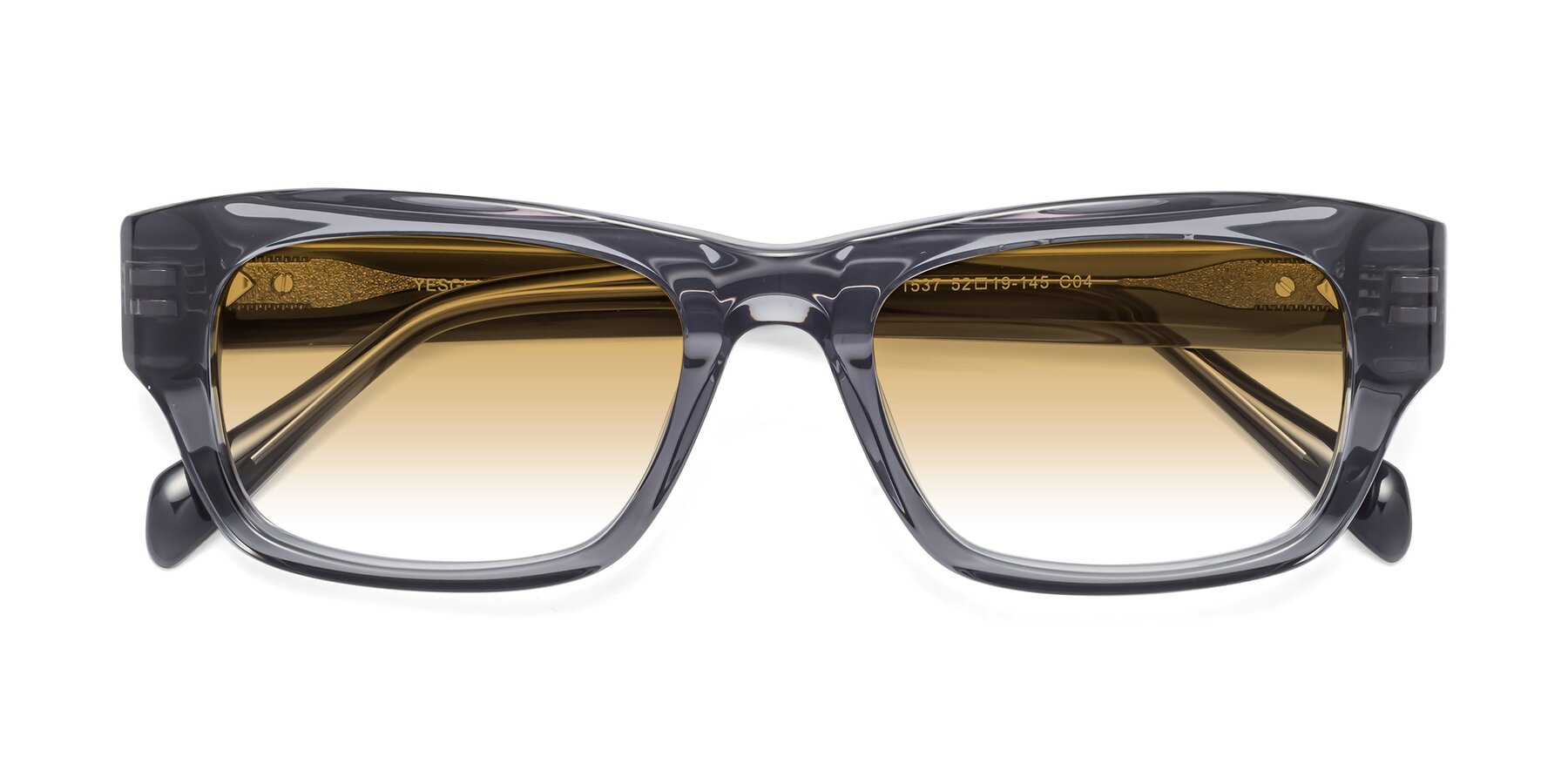 Folded Front of 1537 in Gray with Champagne Gradient Lenses