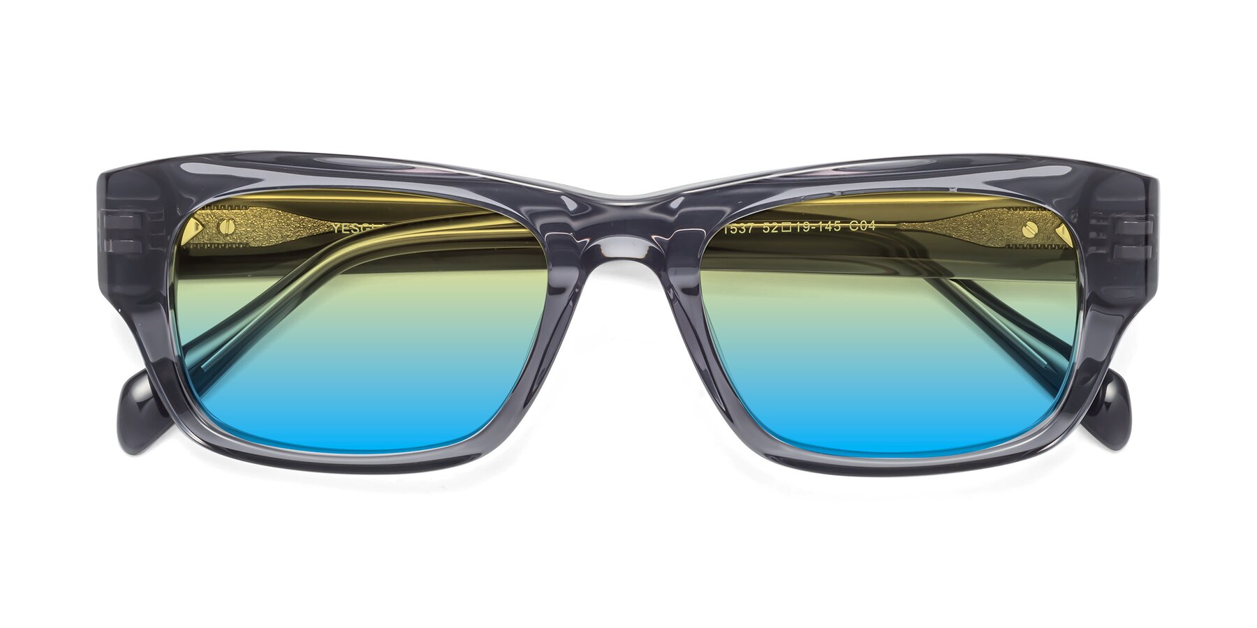 Folded Front of 1537 in Gray with Yellow / Blue Gradient Lenses