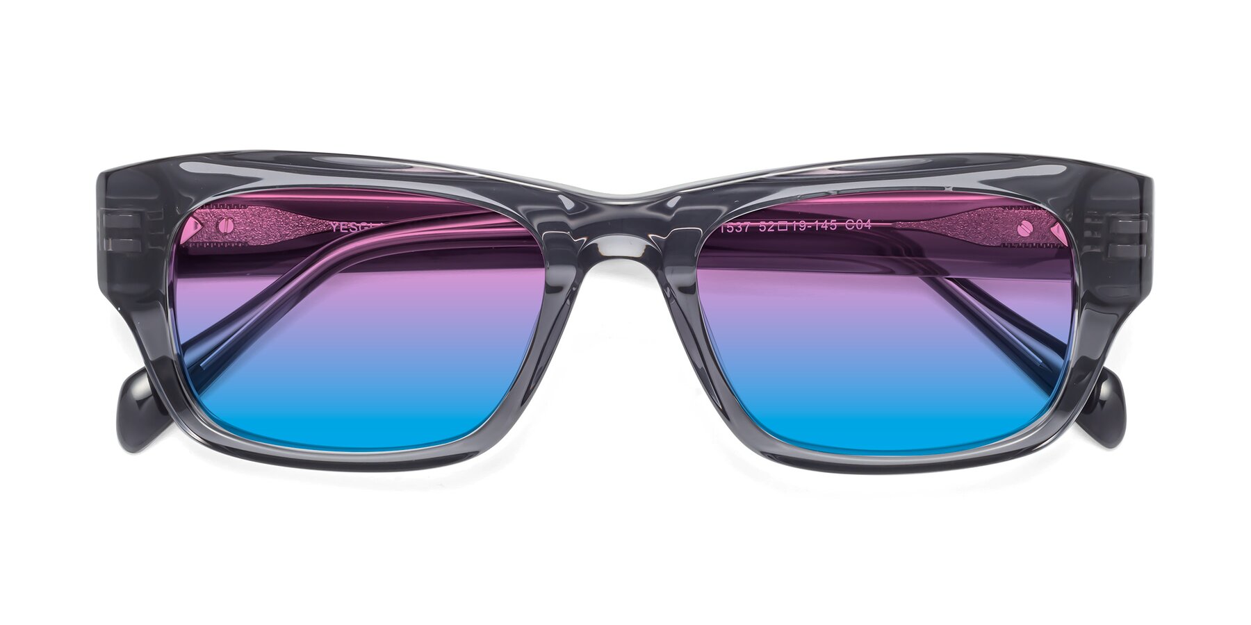 Folded Front of 1537 in Gray with Pink / Blue Gradient Lenses