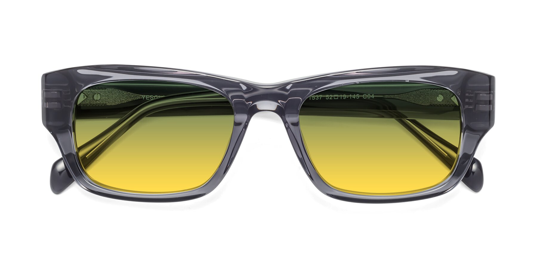 Folded Front of 1537 in Gray with Green / Yellow Gradient Lenses
