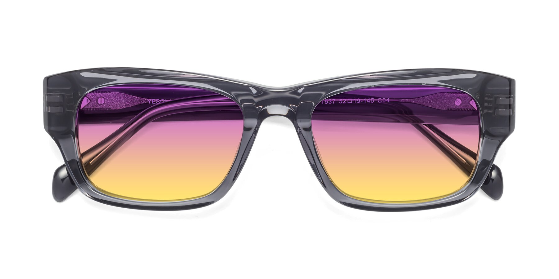 Folded Front of 1537 in Gray with Purple / Yellow Gradient Lenses