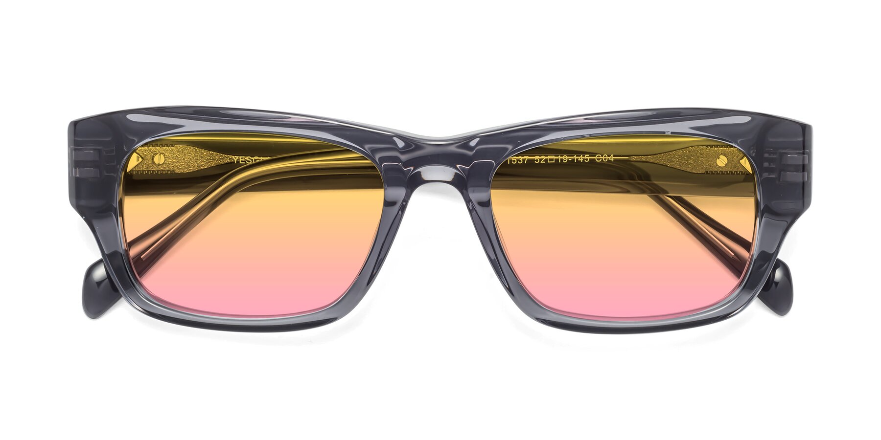 Folded Front of 1537 in Gray with Yellow / Pink Gradient Lenses