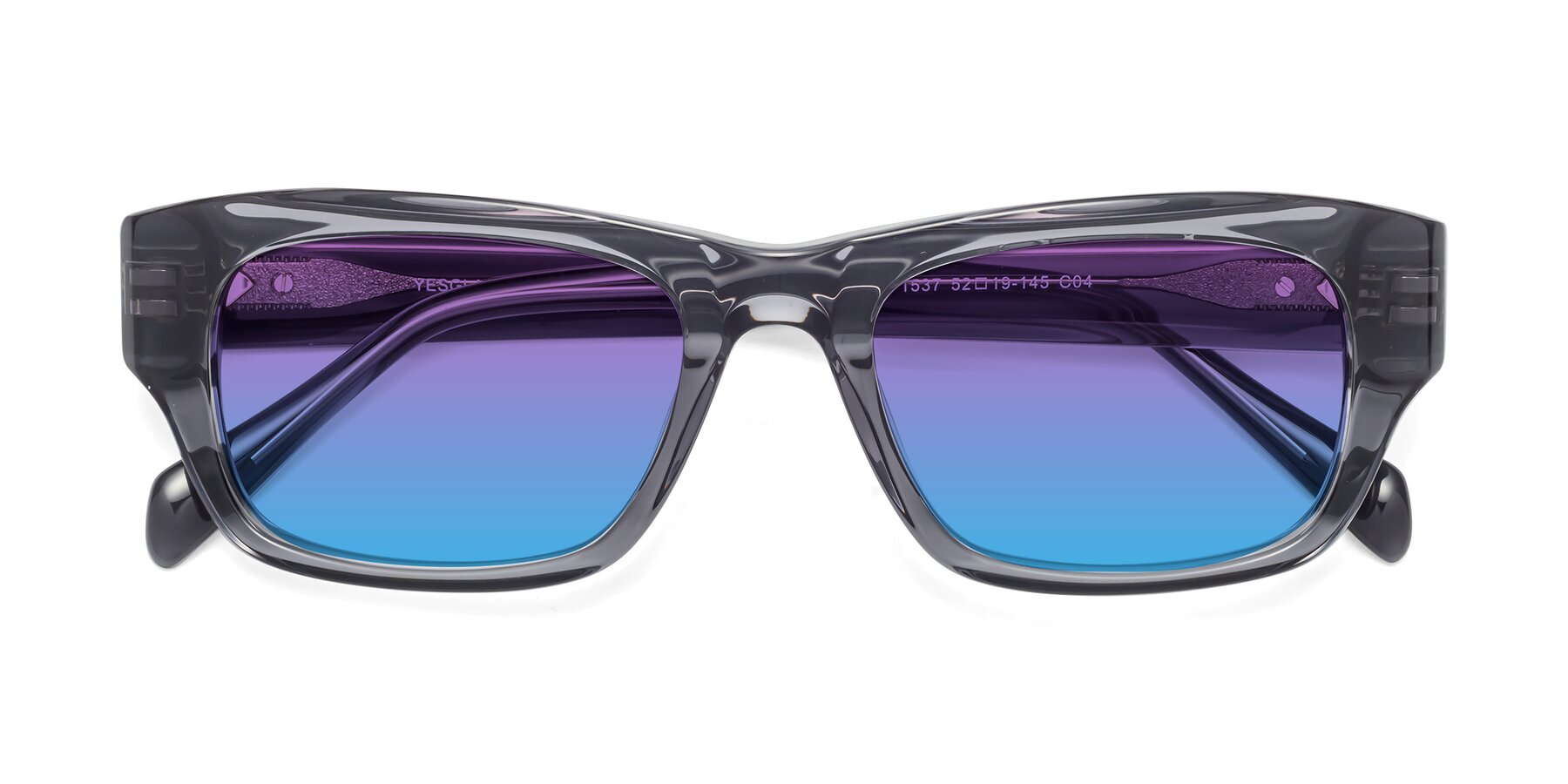 Folded Front of 1537 in Gray with Purple / Blue Gradient Lenses