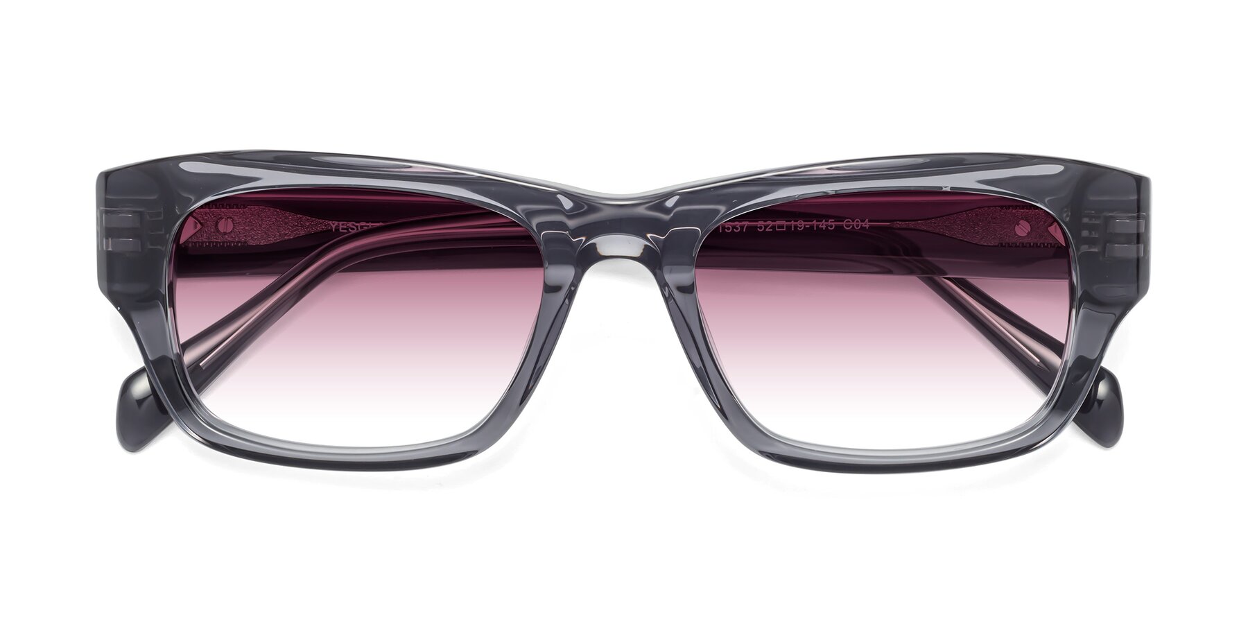 Folded Front of 1537 in Gray with Wine Gradient Lenses