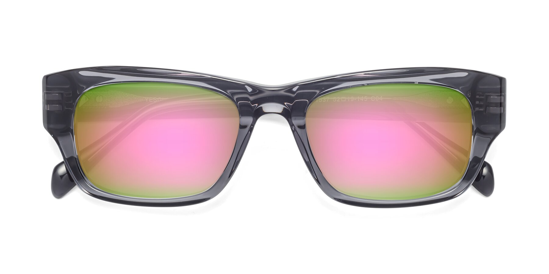 Folded Front of 1537 in Gray with Pink Mirrored Lenses