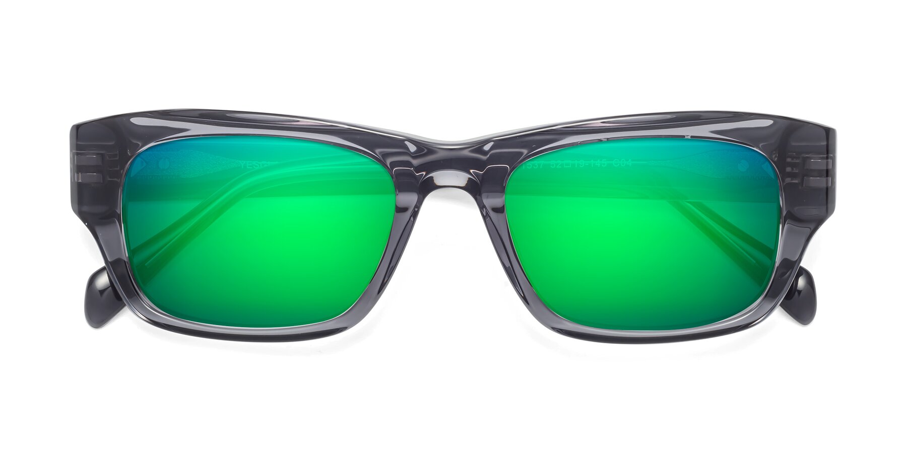 Folded Front of 1537 in Gray with Green Mirrored Lenses