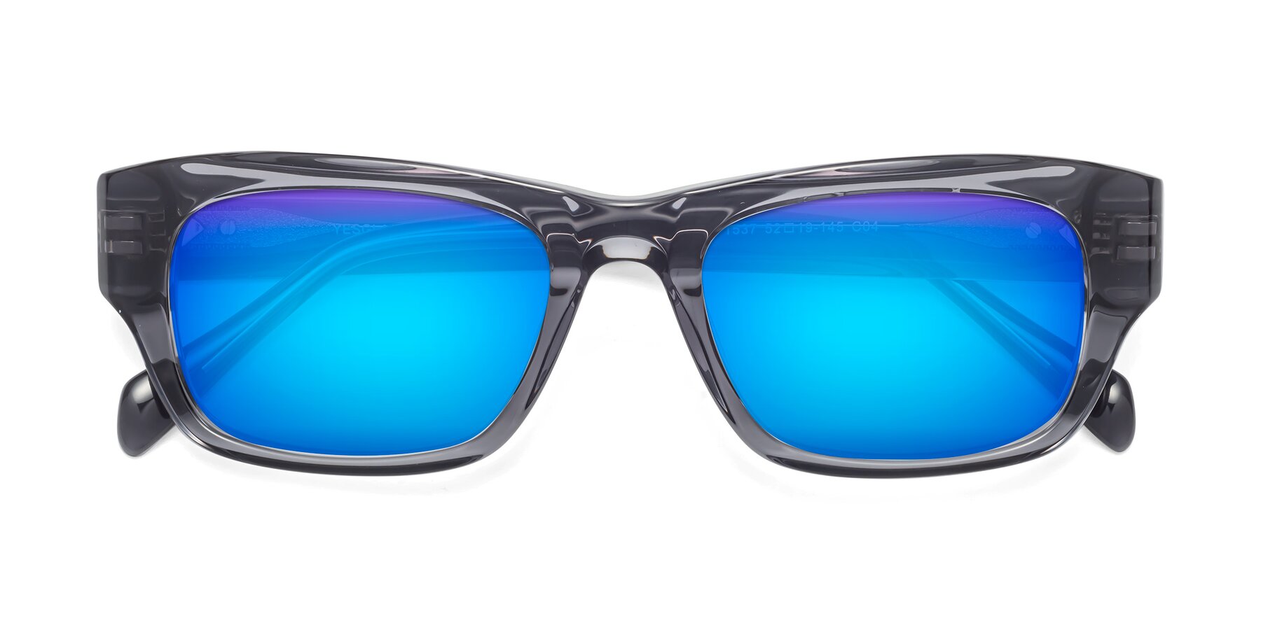 Folded Front of 1537 in Gray with Blue Mirrored Lenses