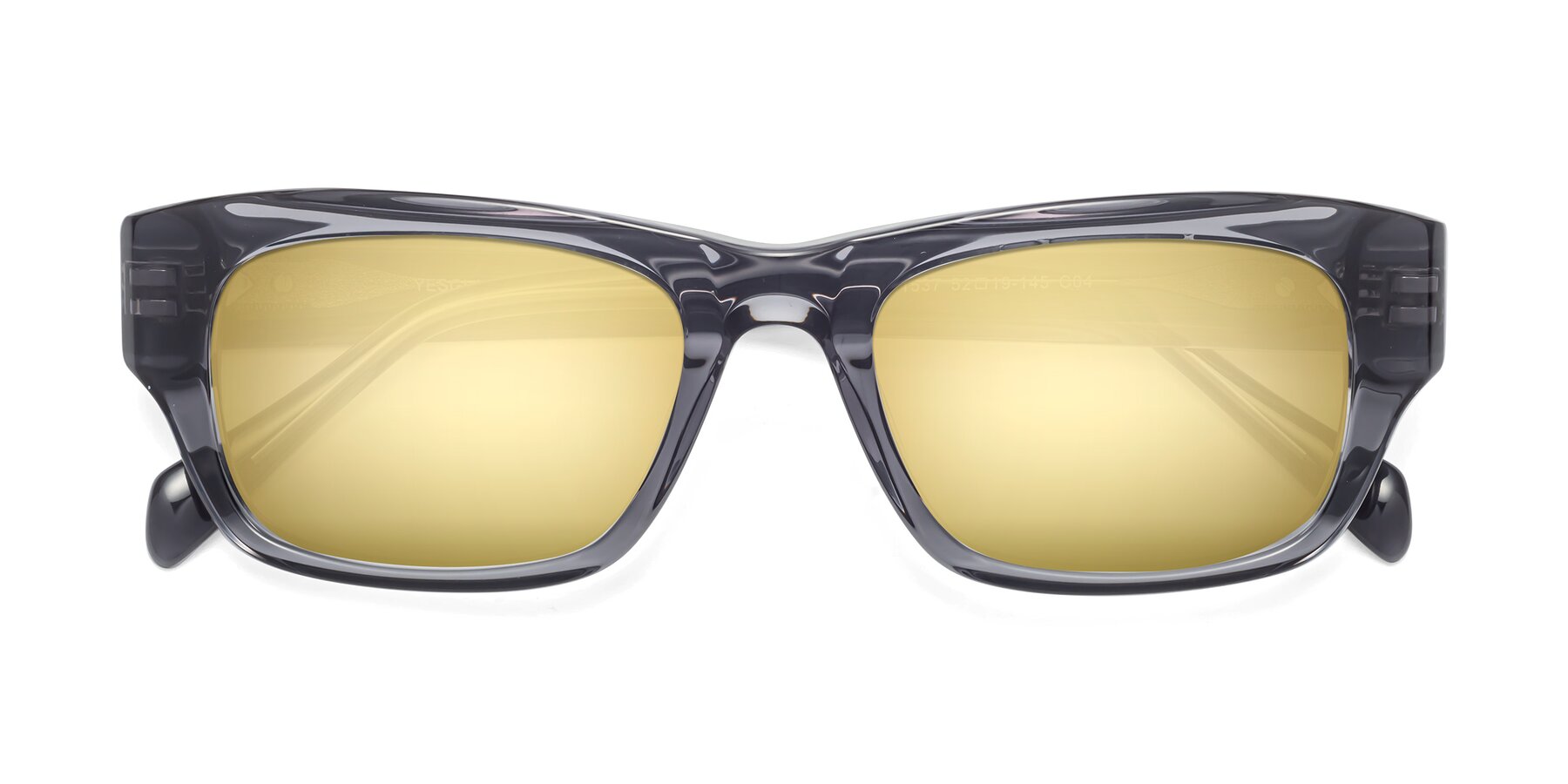 Folded Front of 1537 in Gray with Gold Mirrored Lenses