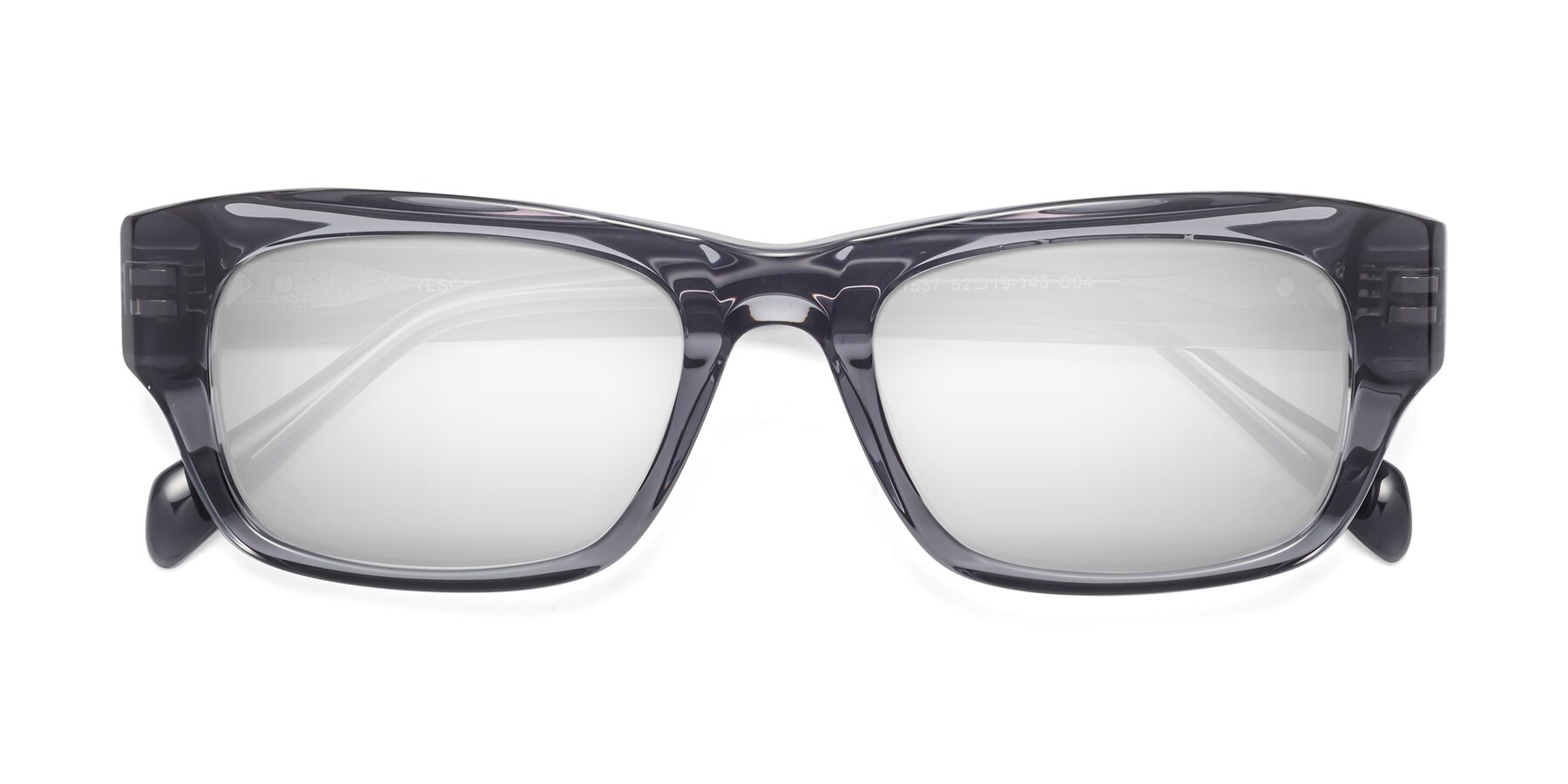 Folded Front of 1537 in Gray with Silver Mirrored Lenses