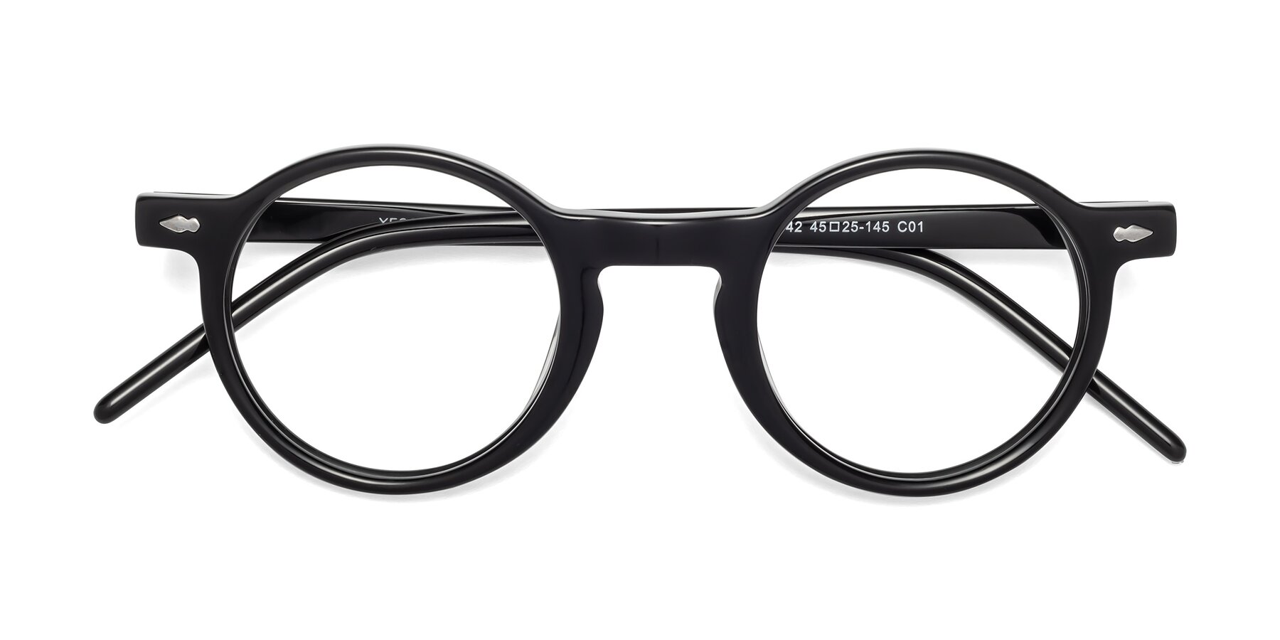 Folded Front of 1542 in Black with Clear Reading Eyeglass Lenses
